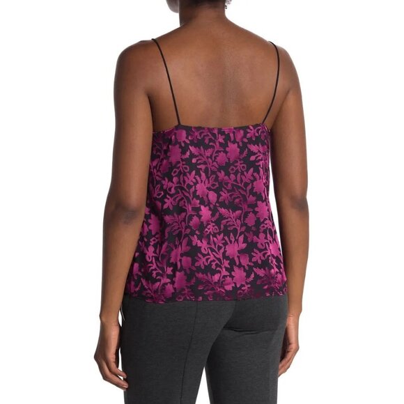NWT Club Monaco black & purple floral burnout camisole tank top - Picture 6 of 9